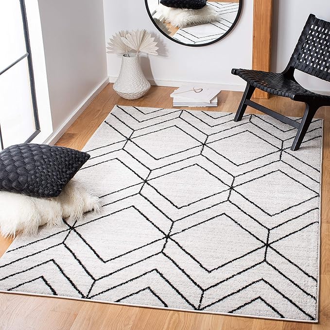 SAFAVIEH Adirondack Collection Accent Rug - 3' x 5', Ivory & Black, Modern Geometric Design, Non-Shedding & Easy Care, Ideal for High Traffic Areas in Entryway, Living Room, Bedroom (ADR241A)