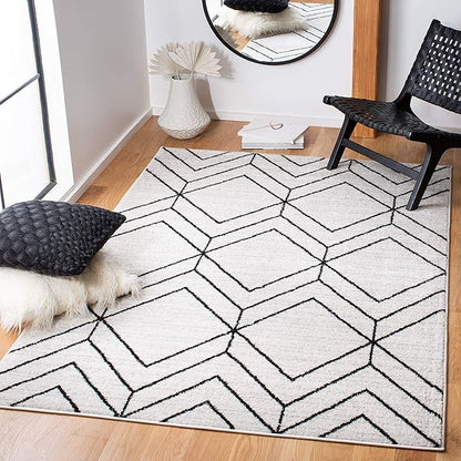 SAFAVIEH Adirondack Collection Accent Rug - 3' x 5', Ivory & Black, Modern Geometric Design, Non-Shedding & Easy Care, Ideal for High Traffic Areas in Entryway, Living Room, Bedroom (ADR241A)