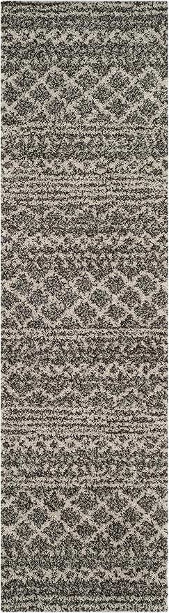 SAFAVIEH Arizona Shag Collection Runner Rug - 2'3" x 12', Brown & Ivory, Moroccan Design, Non-Shedding & Easy Care, 1.6-inch Thick Ideal for High Traffic Areas in Living Room, Bedroom (ASG741B)
