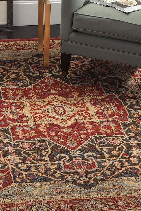 SAFAVIEH Mahal Collection Area Rug - 6'7" x 9'2", Red & Red, Traditional Oriental Design, Non-Shedding & Easy Care, Ideal for High Traffic Areas in Living Room, Bedroom (MAH625D)