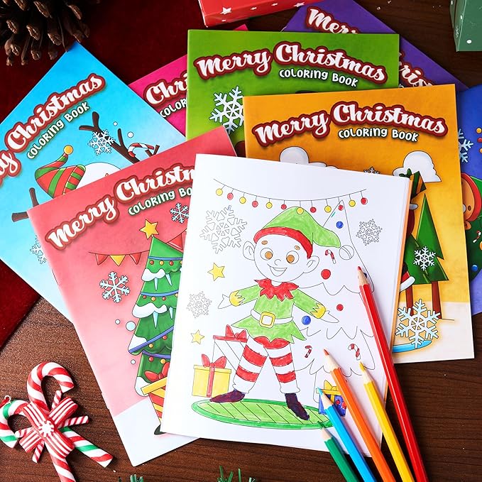 JOYIN 36 Pcs Christmas Coloring Books Bulk for Kids, Mini Coloring Booklets in 9 Covers with 10 Characters for Christmas Party Favor Supplies, Stockings Gifts Goodie Bags Stuffer Filler