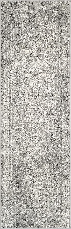 SAFAVIEH Evoke Collection 2'2" x 11' Grey/Ivory EVK256D Oriental Distressed Non-Shedding Living Room Bedroom Runner Rug