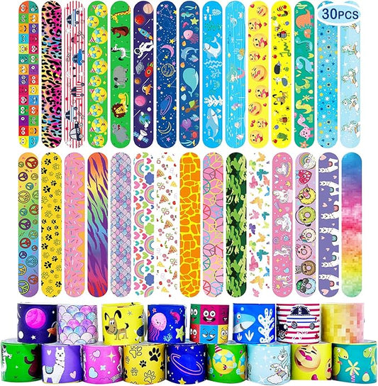 Viicoor Slap Bracelets for Kids 30 PCS Wristbands Snap Bracelet Bulk Gadget Gifts Prizes Students