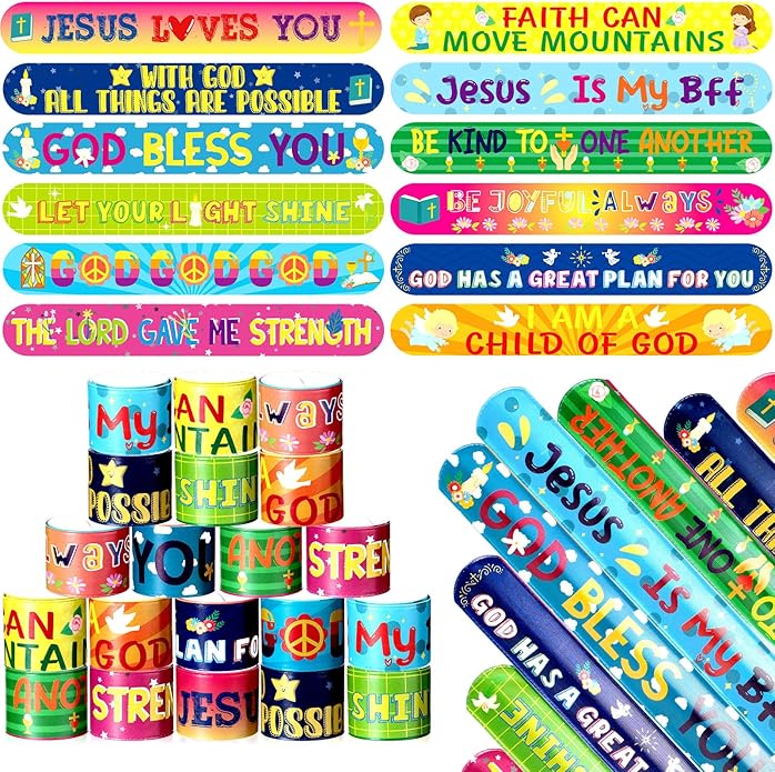 Jenaai Christian Slap Bracelets Religious Party Favors Bible Verses Bracelets Bulk Jesus Loves You Christian Crafts Sunday School Gifts Classroom Prizes