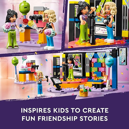 LEGO Friends Karaoke Musical Toy for Girls and Boys Who Love Singing Dolls Set with Liann and Nova Figures and Gecko 42610