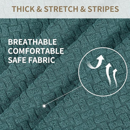 JIVINER 4-Piece Recliner Chair Covers Stretch Jacquard Covers for Recliner Chair Recliner Slipcovers for Living Room Soft Recliner Protector with Pocket (Recliner, Peacock Blue)