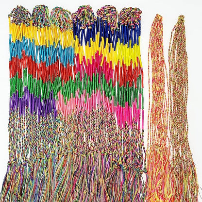 Allazone Handmade Braided Bracelets Assorted Colors Friendship Cords Thread Bracelets, Colorful String Thread Bracelets Friendship Cords Strand Bracelet for Party Favors Supplies