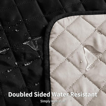 CHUN YI Couch Cover, Water Resistant Slipcover for 3 Cushion Sofa, Washable Sofa Cover with Adjustable Strap Storage Pocket for Living Room Dog Pet (Sofa, Black)