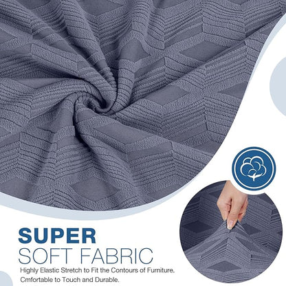 TAOCOCO Recliner Loveseat Cover, Stretch Jacquard Reclining Loveseat Cover Furniture Protector Sofa Slipcovers 2 Seat Recliner Covers with Elastic Bottom for Kids, Pets (Grey)