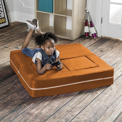 Jaxx Zipline Kids Modular Sofa & Ottomans/Fold Out Lounger, Mandarin