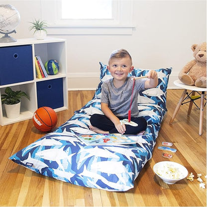 Wildkin Kids Floor Lounger: Ideal for Boys and Girls, Travel-Friendly, Perfect for Sleepovers - Pillow Lounger for Kids, Requires Standard Size Pillows Not Included (Sharks)