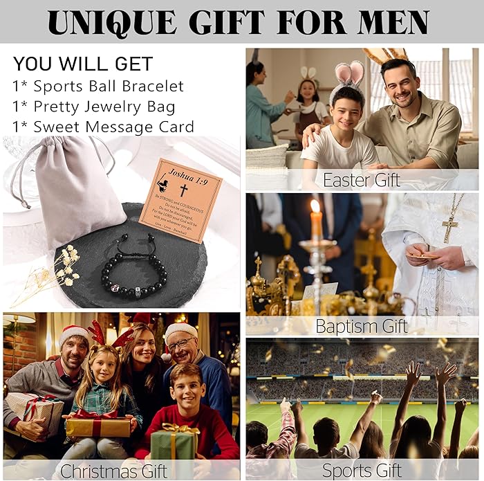 Baseball/Basketball/Football/Soccer Bracelet for Boys Cross Beaded Bracelet Gifts for Son Grandson Players Team Fan Friends,First Communion Christian Graduation Gifts for Teens Boys