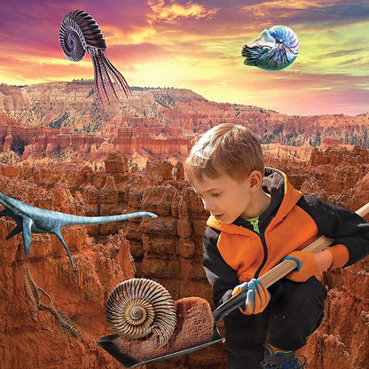 Discovery #MINDBLOWN Colossal Fossil Dig Set, 15-Piece Archeology Excavation Kit, Uncover Real Shark Teeth & More, Every Fossil Set is Unique, STEM Toys for Boys and Girls