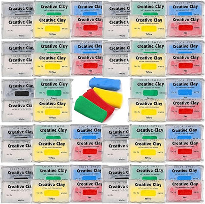 Color Swell Creative Clay Bulk Pack - 80 Packs of 1oz air-Drying Clay for Kids, Adults, classrooms