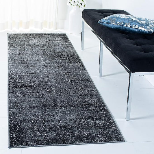 Safavieh Adirondack Collection Runner Rug - 2'6" x 10' Runner, Black & Ivory, Modern Abstract Design, Ideal for High Traffic Areas in Living Room, Bedroom, Dining (ADR130A-210)