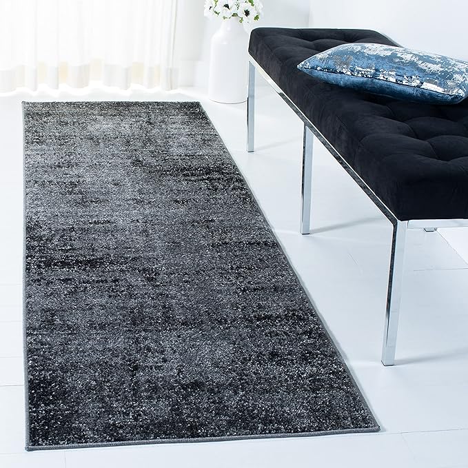 SAFAVIEH Adirondack Collection Runner Rug - 2'6" x 6' Runner, Black & Ivory, Modern Abstract Design, Ideal for High Traffic Areas in Living Room, Bedroom, Dining (ADR130A-26)