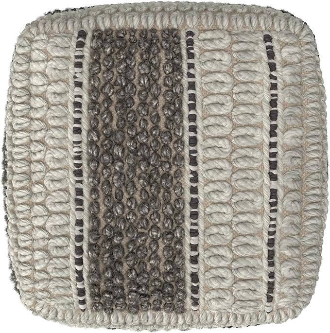 SIMPLIHOME Grady 18 Inch Wide Contemporary Square Pouf in Earth Tone Brown Handloom Woven, for The Living Room, Bedroom and Kids Room