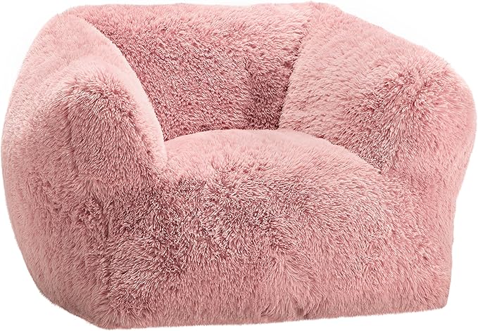 Homguava Giant Bean Bag Chair for Adults,Large Bean Bag Sofa with Armrests & Stuffed Memory Foam,Big BeanBags with Filler,Plush Bean Bag Couch Comfy Lazy Sofa Chair for Bedroom,Living Room(Large,Pink)