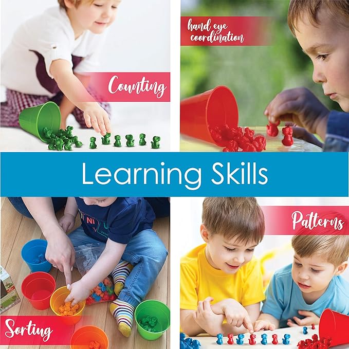 Hapinest Dinosaur Math Counters Color Sorting and Counting Activity Set - Educational Learning Games for Toddlers Preschool and Homeschool - Like Counting Bears