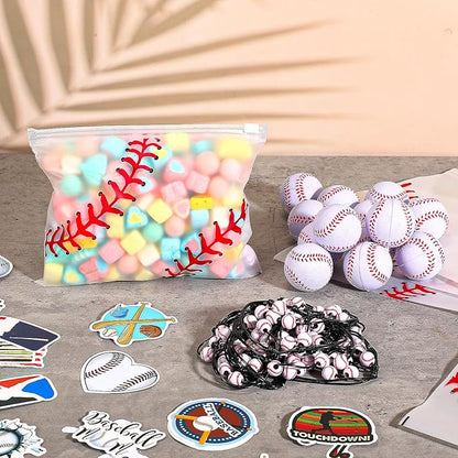390 Pcs Baseball Party Favors Set Waterproof Baseball Gift Goodie Bags Foam Baseball Stress Ball Baseball Sports Bracelets Baseball Stickers for Baseball Themed Birthday Party Favor Decoration