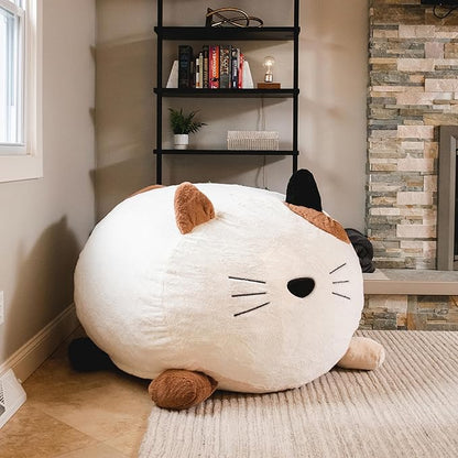 Big Joe Wild Things Foam Filled Animal Bean Bag Chair with Removable Cover, Francesca Feline Snugglepuff, Soft Faux Fur, 3 feet Big