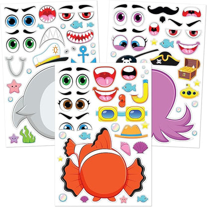 JOYIN 36 PCS 9"x6" Make a face Stickers for Kids, Make Your Own Animal Mix and Match Sticker Sheets with Safaris, Sea and Fantasy Animals Kids Crafts Party Favors Goodie Bags Stuffers for Kids