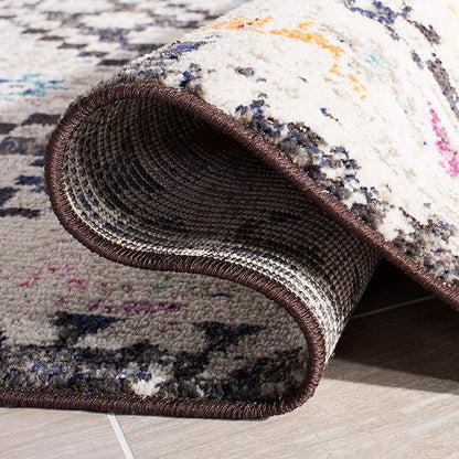 SAFAVIEH Madison Collection Runner Rug - 2'2" x 22', Black & Yellow, Boho Diamond Distressed Design, Non-Shedding & Easy Care, Ideal for High Traffic Areas in Living Room, Bedroom (MAD418Z)