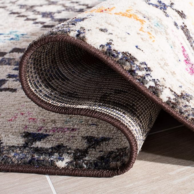 SAFAVIEH Madison Collection Runner Rug - 2'2" x 14', Black & Yellow, Boho Diamond Distressed Design, Non-Shedding & Easy Care, Ideal for High Traffic Areas in Living Room, Bedroom (MAD418Z)