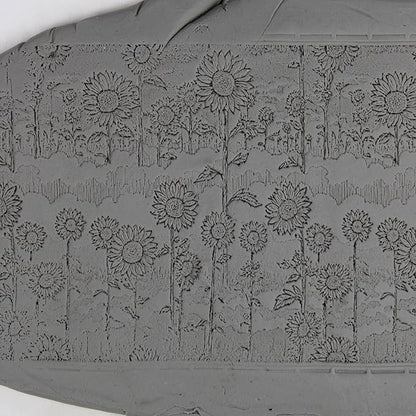 Sunflower Fields Clay Texture Roller (4") - Seamless Meadow Set #01 - Embossing Pattern Roller for Polymer & Ceramic Clay, Pottery & Crafts