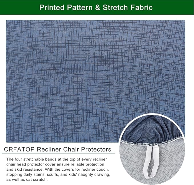 CRFATOP Recliner Chair Slipcovers with Pockets 1Seat Recliner Cover 4-Pieces Fallon Collection Slipcover Lazy Boy Chair Cover for Recliner with Elastic Bottom,47