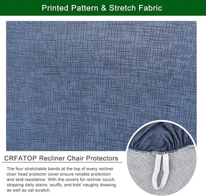CRFATOP Recliner Chair Slipcovers with Pockets 1Seat Recliner Cover 4-Pieces Fallon Collection Slipcover Lazy Boy Chair Cover for Recliner with Elastic Bottom,47