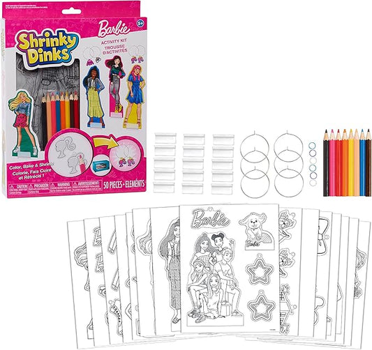 Just Play Barbie Shrinky Dinks Kit and Accessories, 15 Pre-Printed Shrinky Dinks Sheets, Pretend Play, Kids Toys for Ages 5 Up