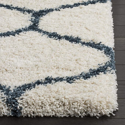 SAFAVIEH Hudson Shag Collection Accent Rug - 2'3" x 3'9", Ivory & Slate Blue, Non-Shedding & Easy Care, 2-inch Thick Ideal for High Traffic Areas in Entryway, Living Room, Bedroom (SGH280T)