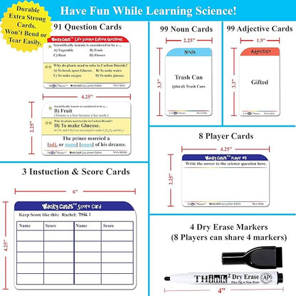 Think2Master Wacky Cards Life Science. Science Card Game for Families & Classroom. Make Hilarious Sentences While Learning About Life Science. Multi Leveled. Kids & Adults can Play Together.