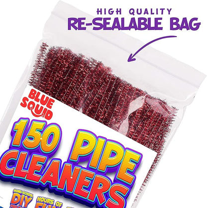 Blue Squid Pipe Cleaners Craft Chenille Stems - Chenille Cleaners, Pipe Cleaners, DIY Art & Craft Projects, Kids Fuzzy Sticks Crafts, Extra Long Pieces, Sparkle Crafting Colors