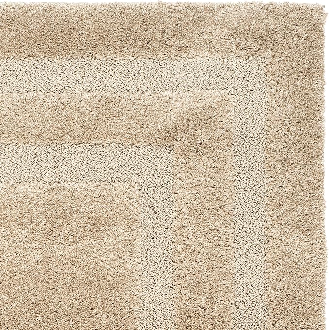 SAFAVIEH Florida Shag Collection Accent Rug - 4' x 6', Beige & Beige, Border Design, Non-Shedding & Easy Care, 1.2-inch Thick Ideal for High Traffic Areas in Foyer, Living Room, Bedroom (SG454-1313)