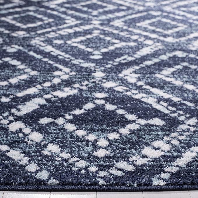 SAFAVIEH Adirondack Collection Accent Rug - 4' x 6', Navy & Ivory, Modern Diamond Distressed Design, Non-Shedding & Easy Care, Ideal for High Traffic Areas in Entryway, Living Room, Bedroom (ADR131N)