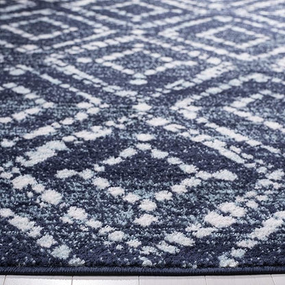 SAFAVIEH Adirondack Collection Accent Rug - 4' x 6', Navy & Ivory, Modern Diamond Distressed Design, Non-Shedding & Easy Care, Ideal for High Traffic Areas in Entryway, Living Room, Bedroom (ADR131N)