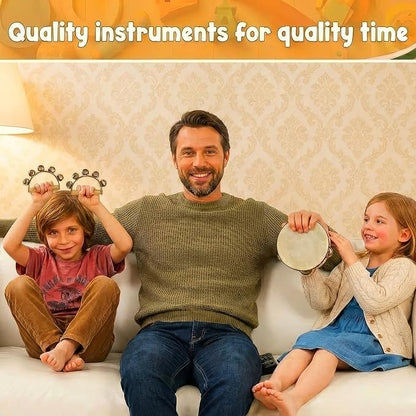 Stoie's Wooden Toddler Musical Instruments with Drum, Hand Bells, Flute, Maracas, Castanet, Tamburine, for Babies and Kids, Eco Friendly Montessori Educational Toy