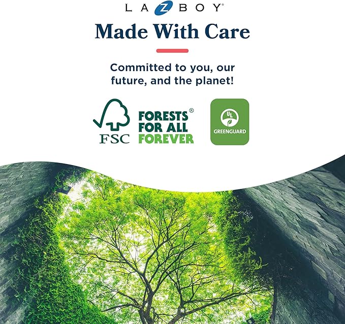 La-Z-Boy Sutherland Quilted Leather Executive Office Chair with Padded Arms, High Back Ergonomic Desk Chair with Lumbar Support, Cream Microfiber Fabric