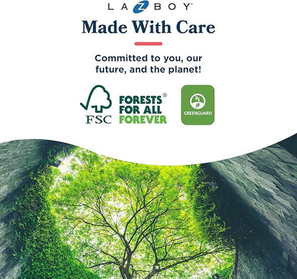 La-Z-Boy Sutherland Quilted Leather Executive Office Chair with Padded Arms, High Back Ergonomic Desk Chair with Lumbar Support, Cream Microfiber Fabric