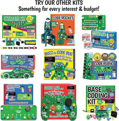 Code Car Kids Coding Toy for Kids 8-12. Boys & Girls Learn Block and Typed C++ Coding with Hands-On Electronics & 40+ Projects Including Custom Horn, Brakelight Beep, and Siren Sounds