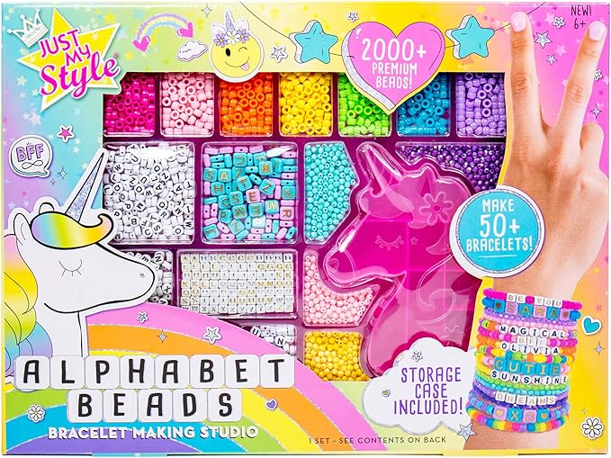 Just My Style DIY Bracelet Making Kit with 2000+ Beads, Storage Case & Instructions