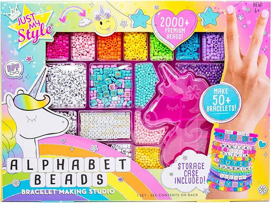 Just My Style DIY Bracelet Making Kit with 2000+ Beads, Storage Case & Instructions