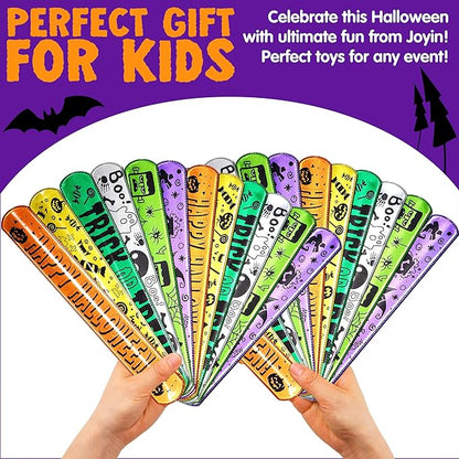 JOYIN 72 Pcs Halloween Slap Bracelets, Reflective Slap Bracelets Bulk for Kids Gifts, Friendship Bracelets for Halloween Goodie Bag Fillers, Halloween Party Favors School Classroom Game Prizes