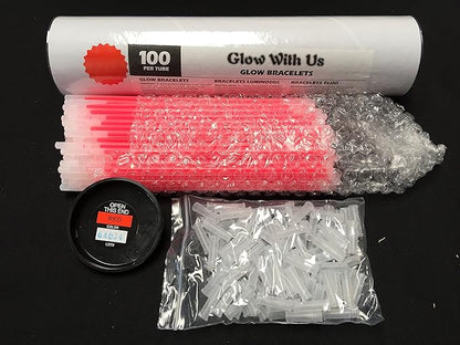 Glow Sticks Bulk Wholesale Bracelets, 2500 8” Red Glow Stick Glow Bracelets, Bright Color, Glow 8-12 Hrs, Glow Party Favors Supplies, Sturdy Packaging, GlowWithUs Brand