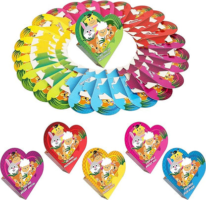 JOYIN 24 Packs Valentines Animal Building Blocks with Hearts Party Favors Boxes for Kids Valentine Classroom Prize Supplies, Classroom Gift Exchange School Rewards
