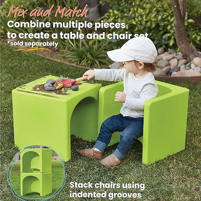 ECR4Kids Tri-Me 3-In-1 Cube Chair, Kids Furniture, Lime Green