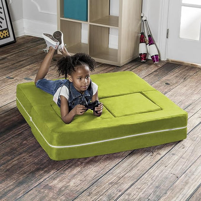 Jaxx Zipline Kids Modular Loveseat & Ottomans/Fold Out Lounger, Lime