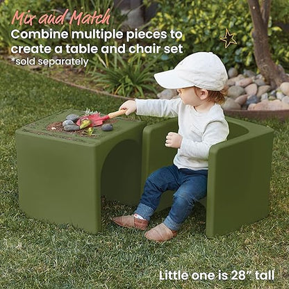 ECR4Kids Tri-Me 3-In-1 Cube Chair, Kids Furniture, Hunter Green
